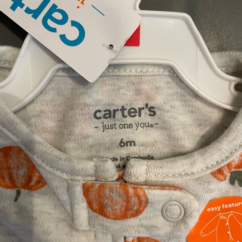 Carters Baby Halloween Unisex one piece 2-way zip size 6 Month NWT - Picture 3 of 3